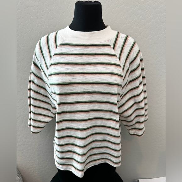 UNIVERSAL THREAD | Striped Cotton Mock Neck Top | Large - Picture 3 of 7